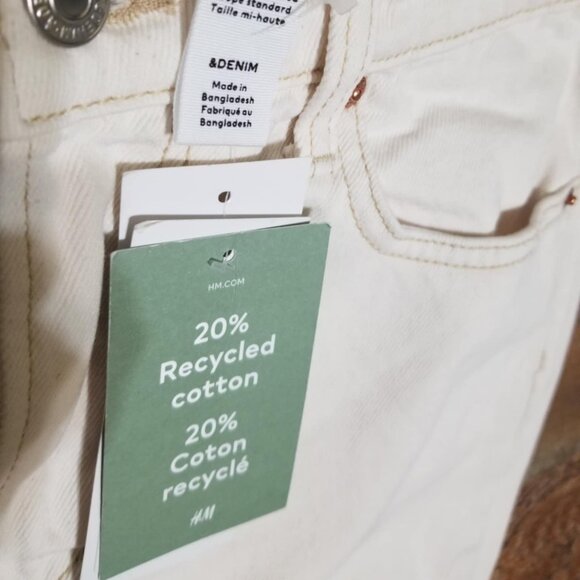 H&M Jean NWT Cream 4 Straight Mid Denim Casual - Picture 2 of 9